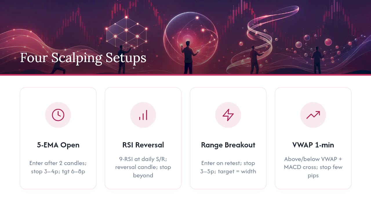 Diagram comparing four forex scalping strategies
