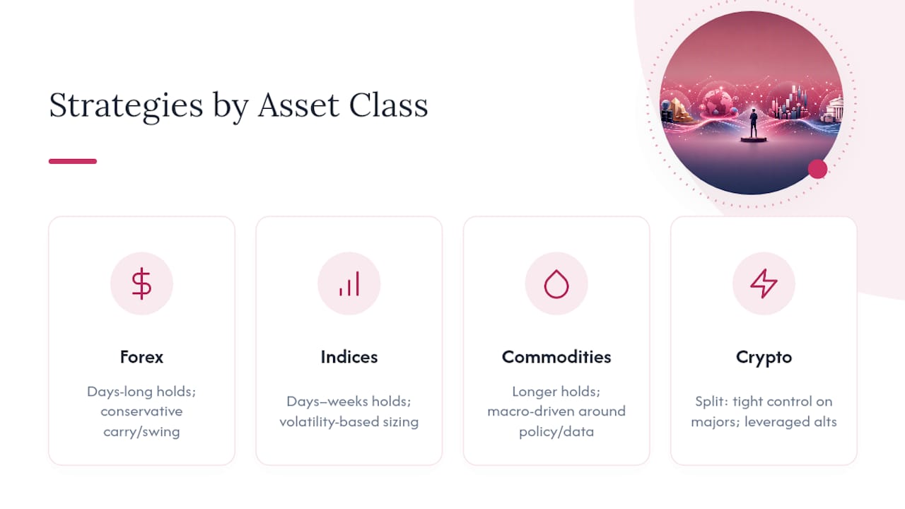 Diagram comparing copy trading strategies by asset class