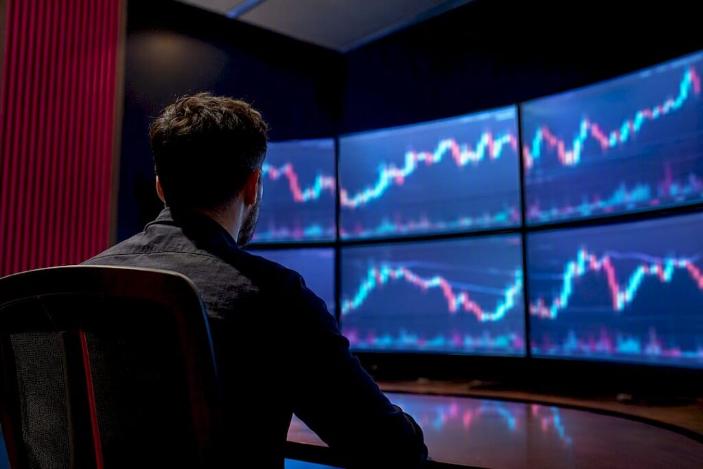 Trader monitoring volatile market movements