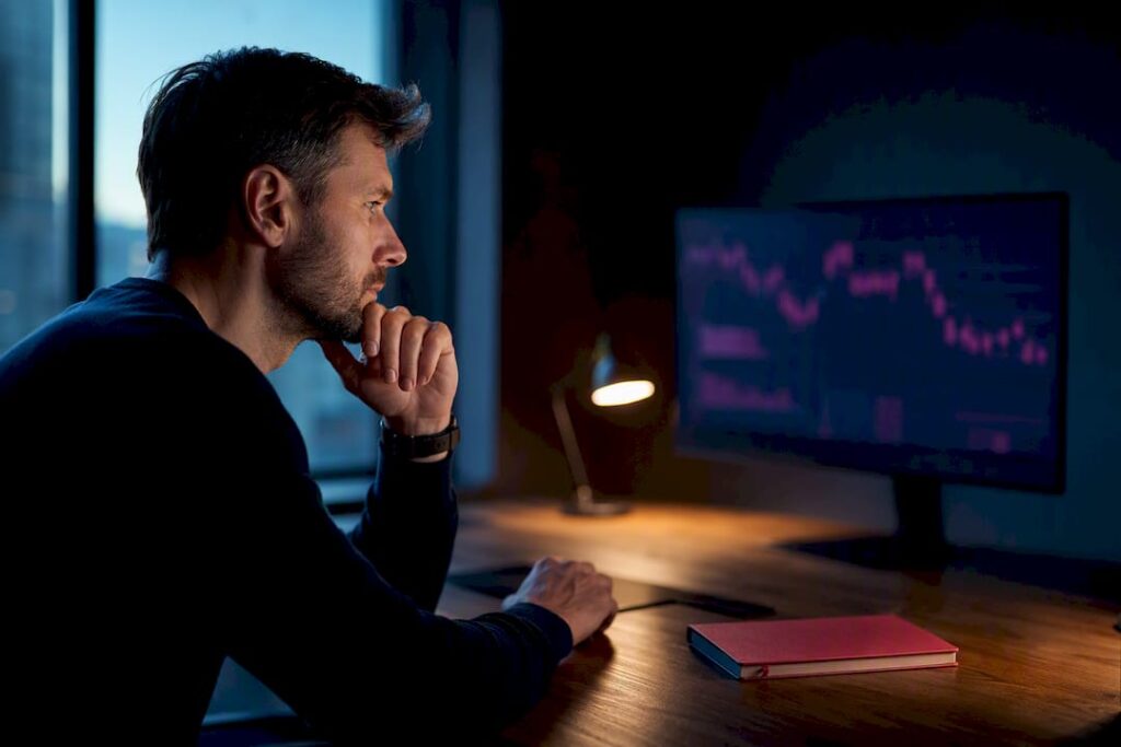Trader reviewing index CFD price movements